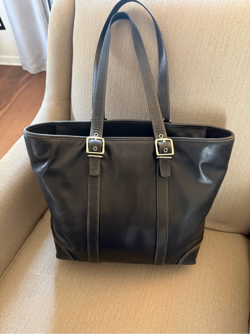 VINTAGE Coach Black Leather Hampton Tote - price reduced!